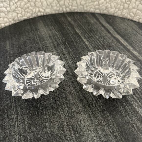 Fostoria American Lead Crystal Candle Holders Starburst MCM Original Box - Picture 2 of 4